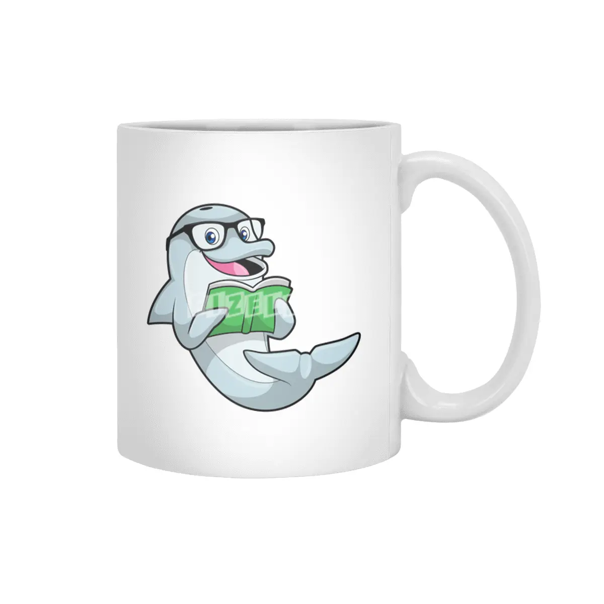 Dolphin as Nerd with Glasses & Book Beyaz Kupa