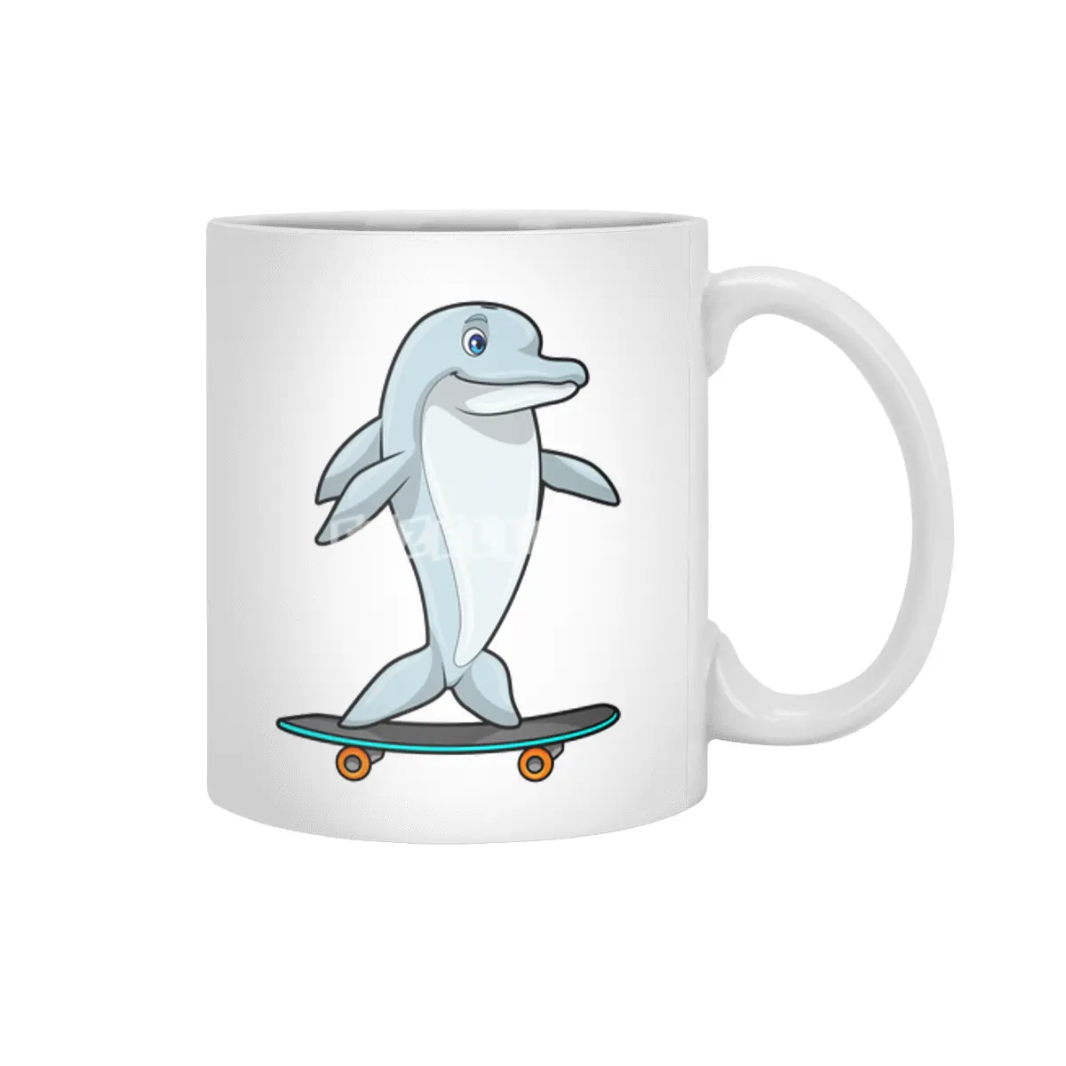 Dolphin as Skater with Skateboard Beyaz Kupa