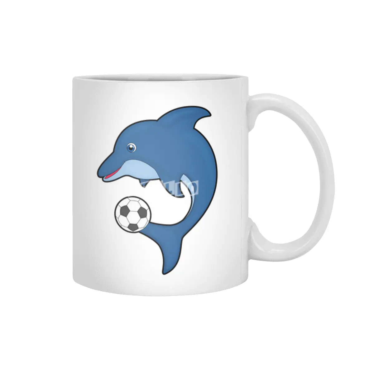 Dolphin as Soccer player with Soccer ball Beyaz Kupa