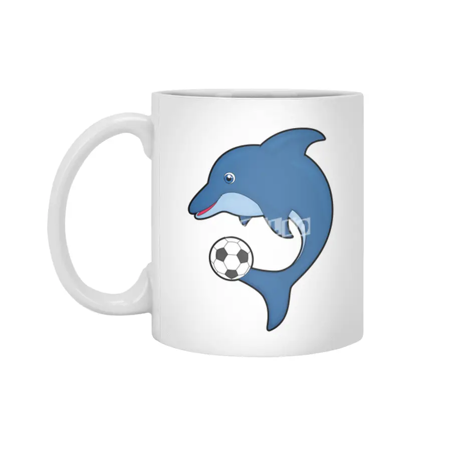 Dolphin as Soccer player with Soccer ball Beyaz Kupa