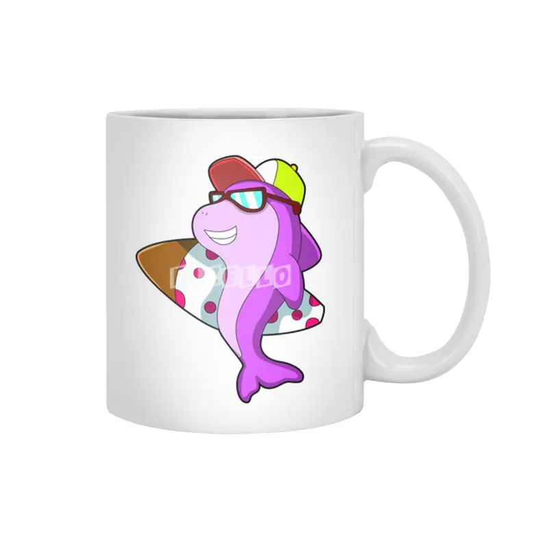 Dolphin as Surfer with Surfboard & Cap Beyaz Kupa