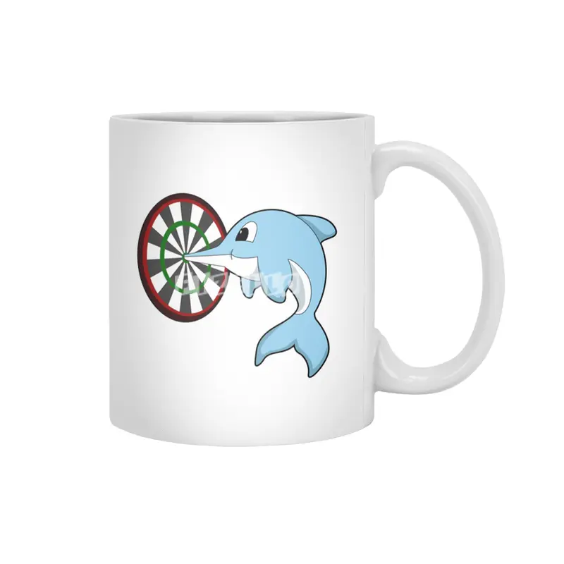 Dolphin at Darts with Dartboard Beyaz Kupa
