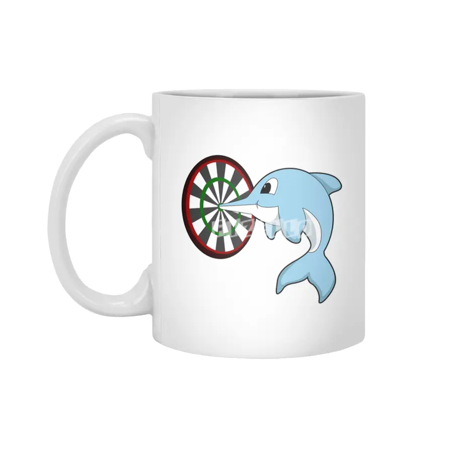 Dolphin at Darts with Dartboard Beyaz Kupa