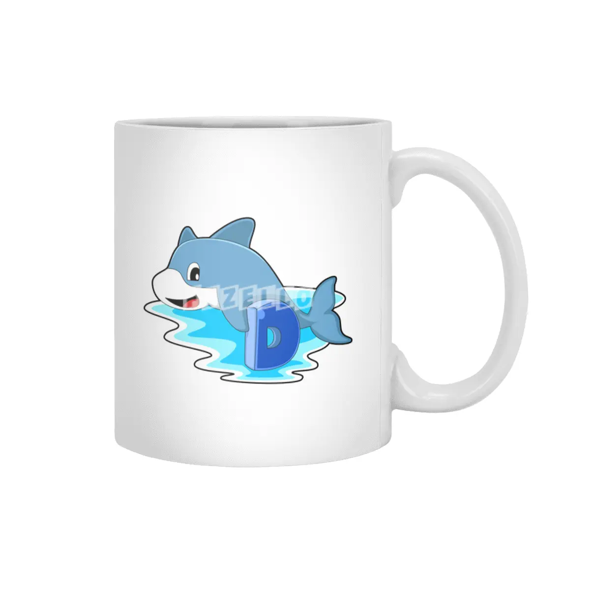 Dolphin at Swimming with Letter Beyaz Kupa