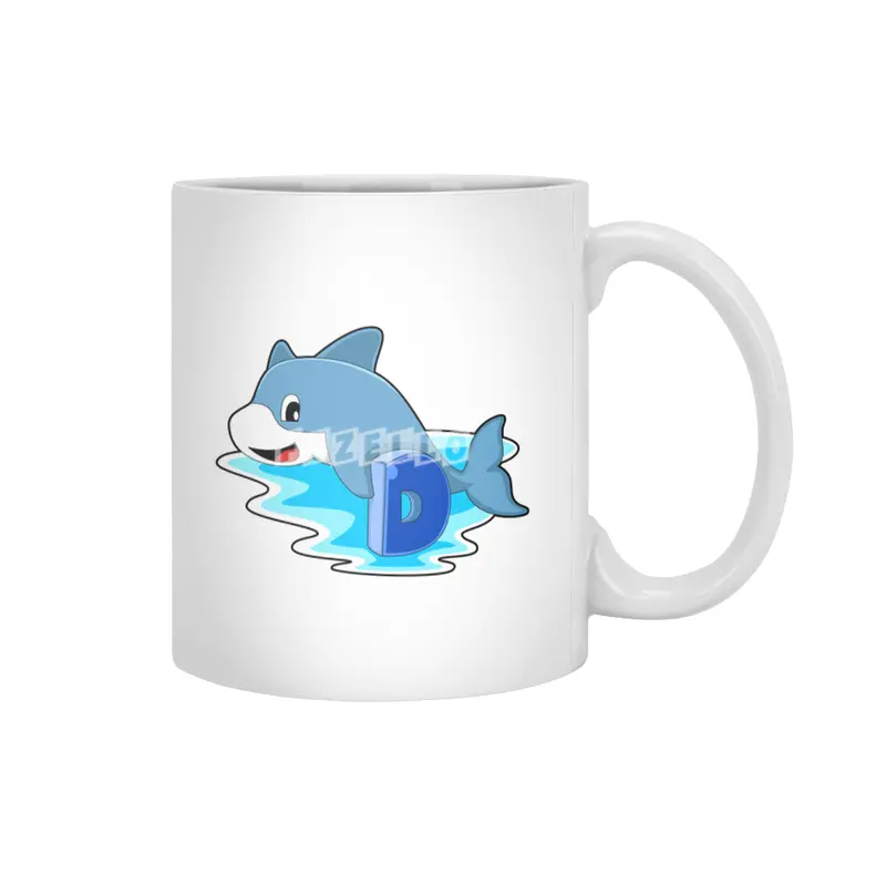 Dolphin at Swimming with Letter Beyaz Kupa