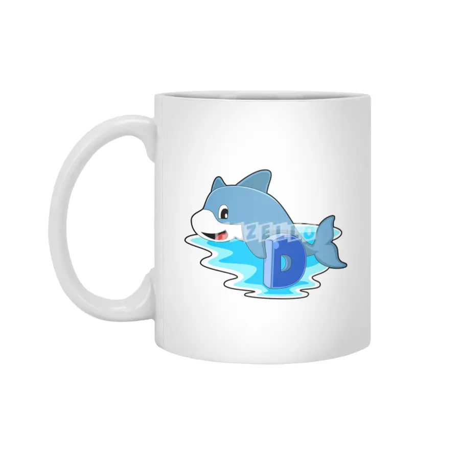 Dolphin at Swimming with Letter Beyaz Kupa