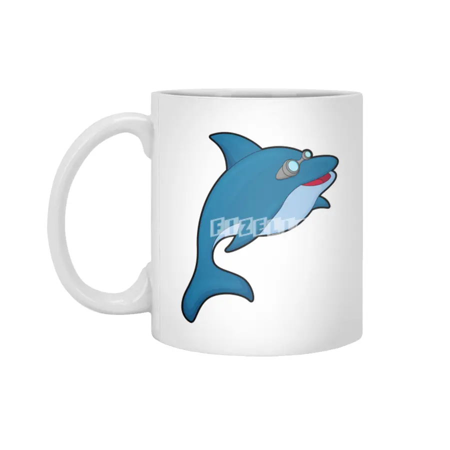 Dolphin at Swimming with Swimming goggles Beyaz Kupa