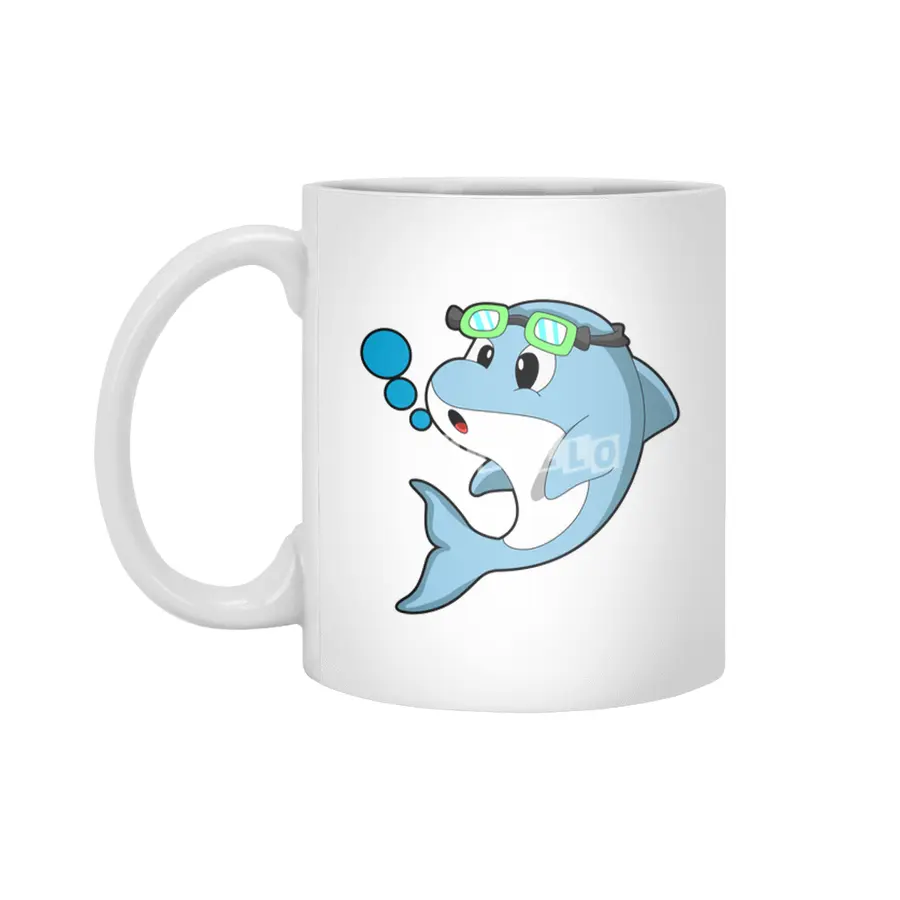 Dolphin at Swimming with Swimming goggles Beyaz Kupa