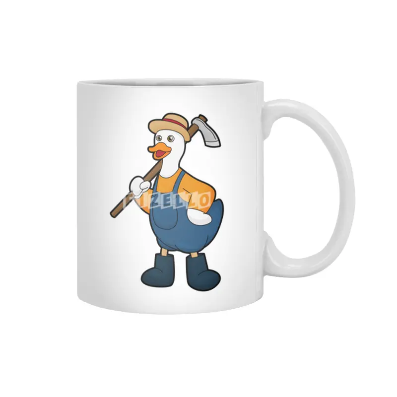 Duck as Farmer with Hoe Beyaz Kupa