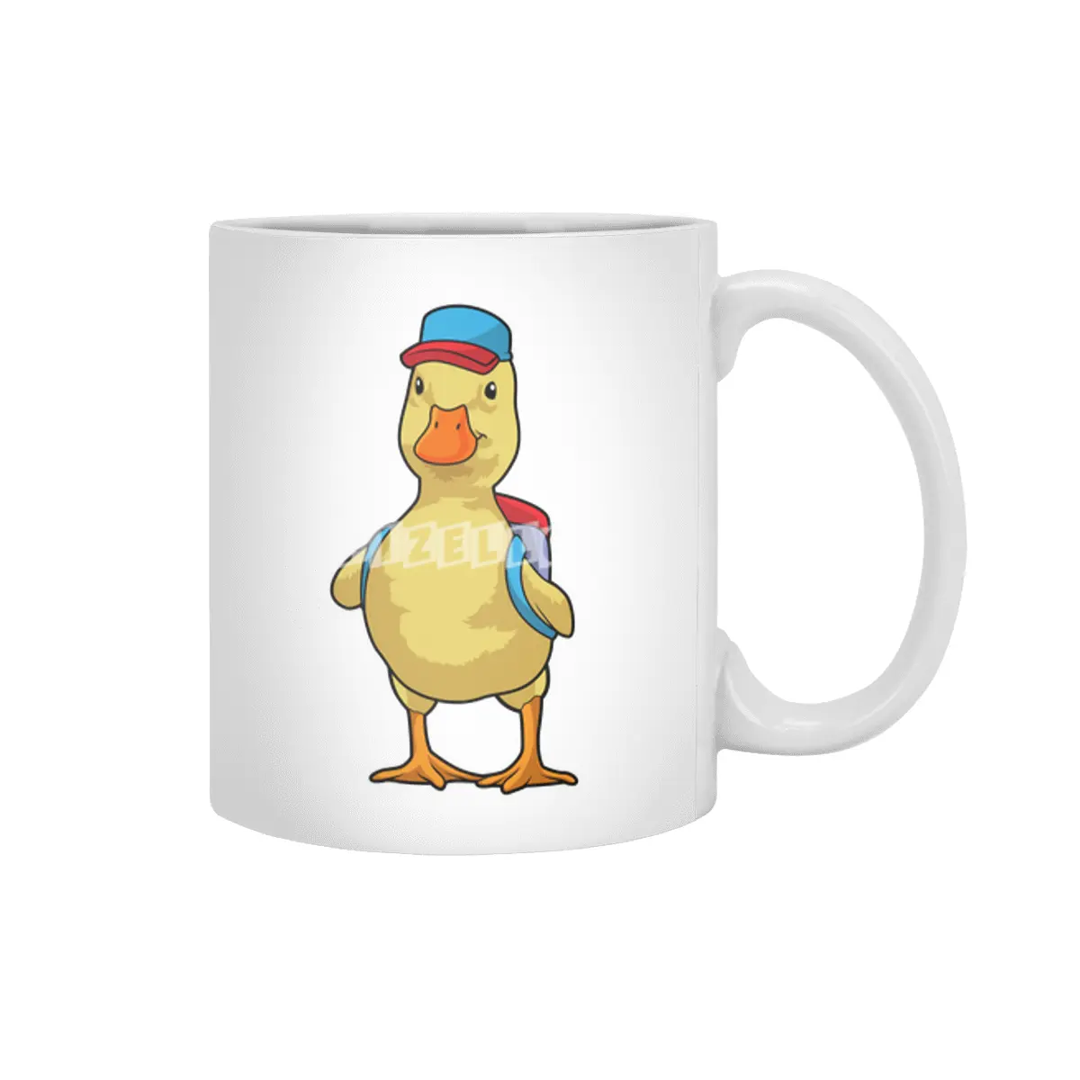 Duck as Student with Backpack & Cap Beyaz Kupa