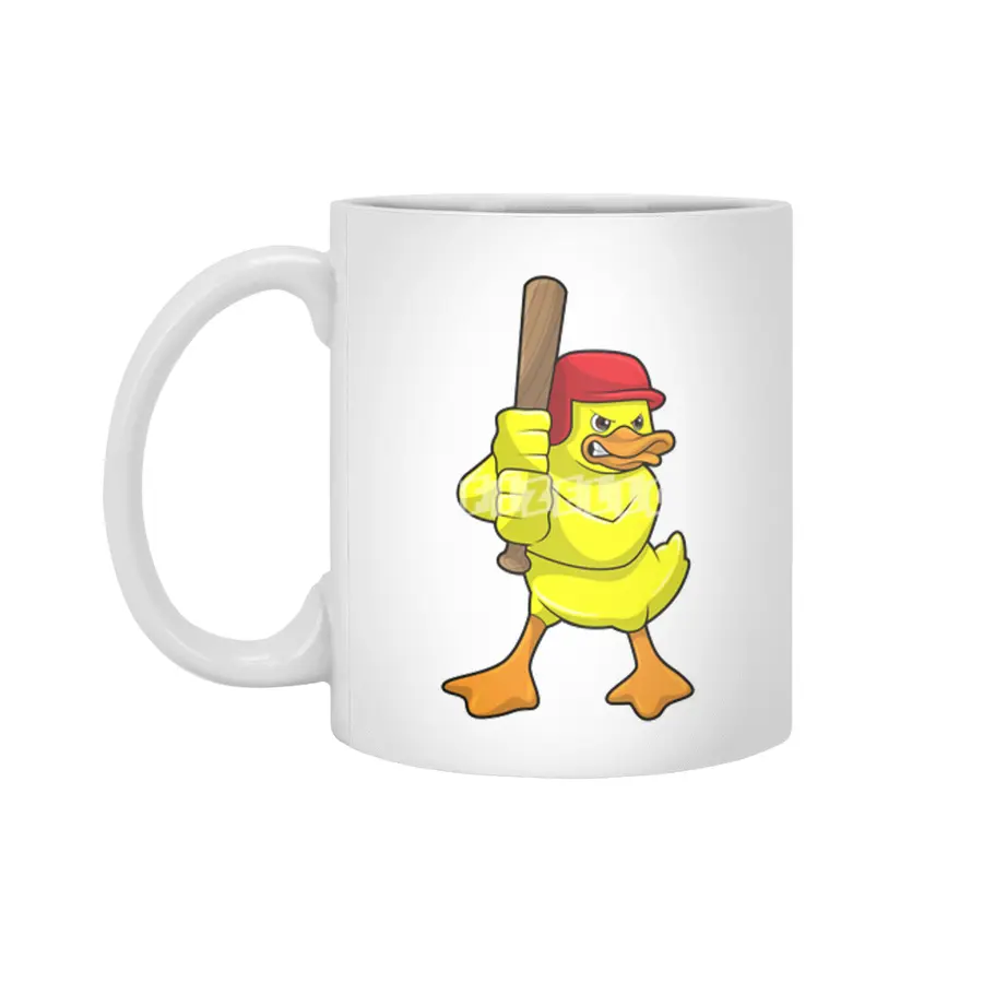 Duck at Baseball with Baseball bat & Cap Beyaz Kupa