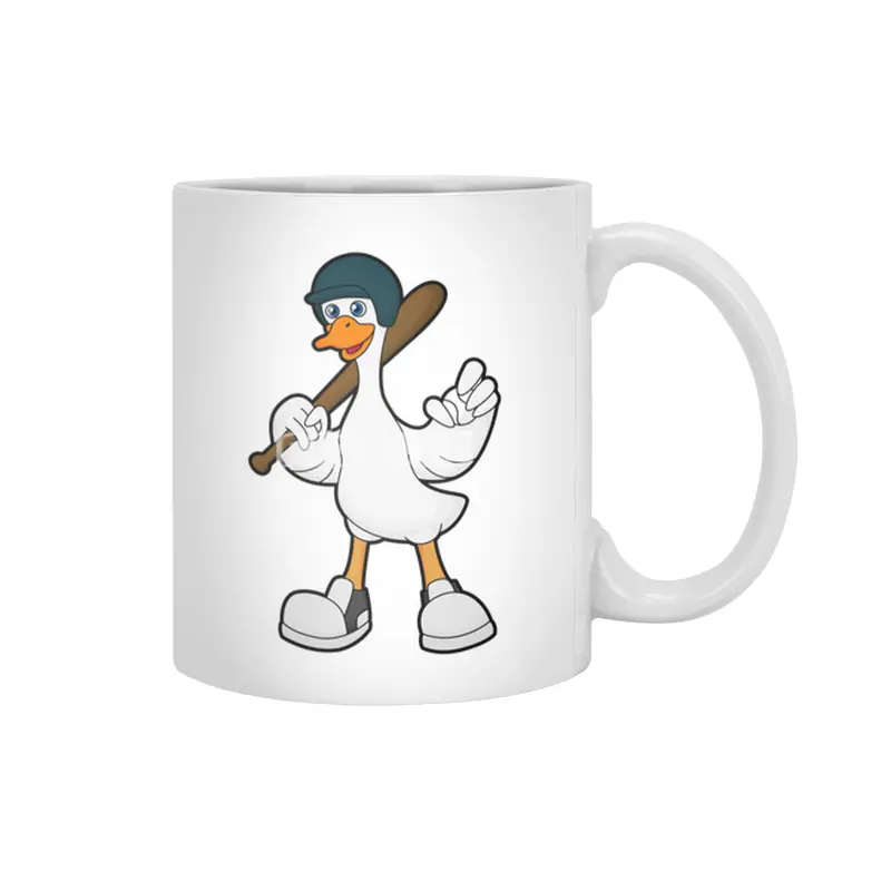 Duck at Baseball with Baseball racket & Helmet Beyaz Kupa