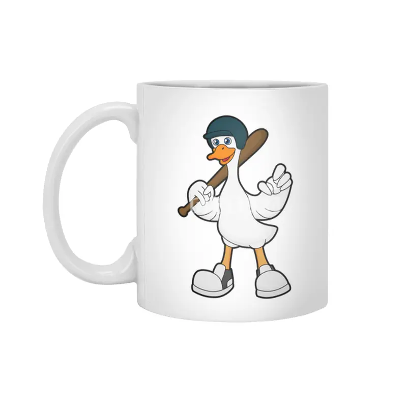 Duck at Baseball with Baseball racket & Helmet Beyaz Kupa