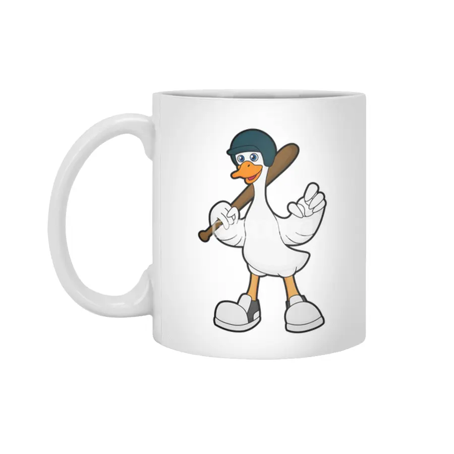 Duck at Baseball with Baseball racket & Helmet Beyaz Kupa