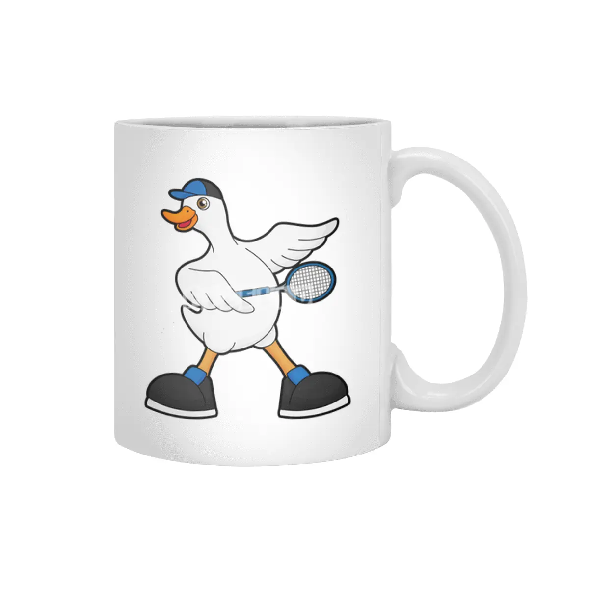 Duck at Tennis with Tennis racket & Cap Beyaz Kupa