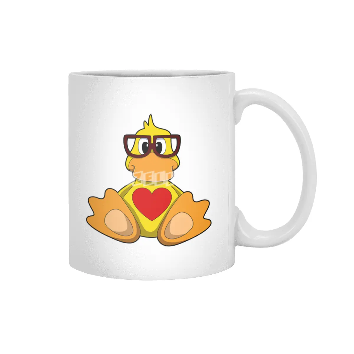 Duck with Heart & Glasses Beyaz Kupa