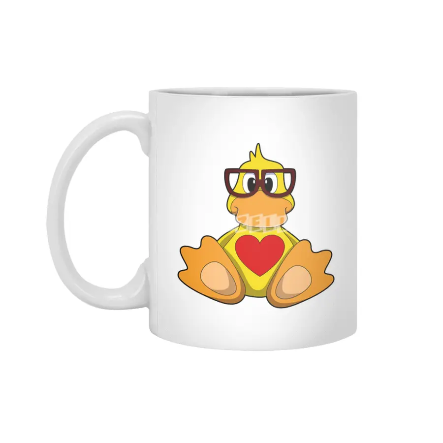 Duck with Heart & Glasses Beyaz Kupa