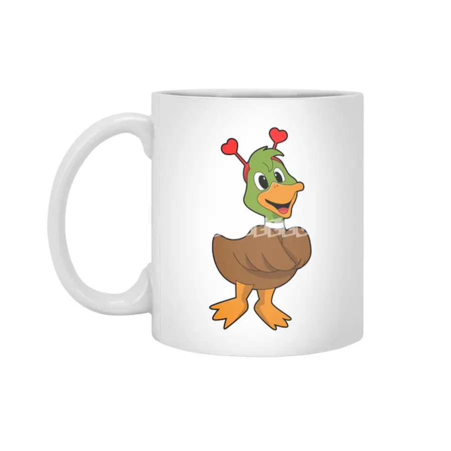 Duck with Heart Headband Beyaz Kupa