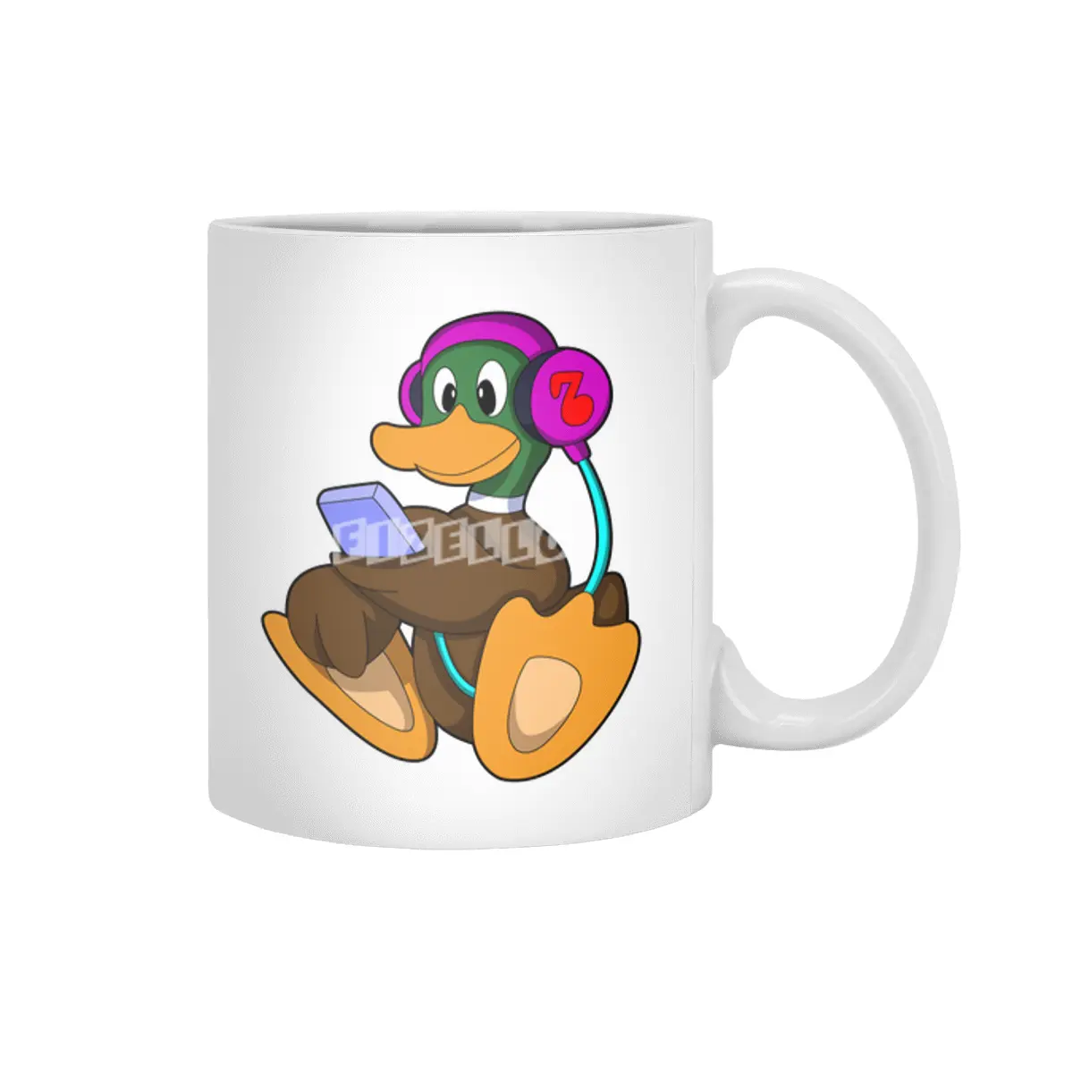 Duck with Phone & Headphone Beyaz Kupa