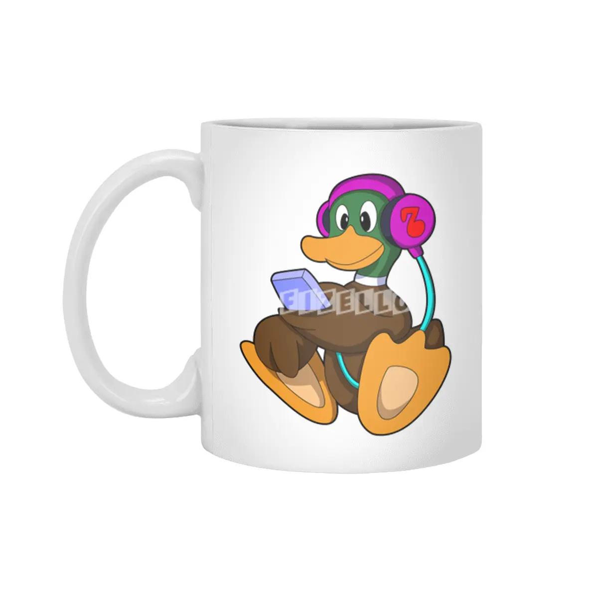 Duck with Phone & Headphone Beyaz Kupa