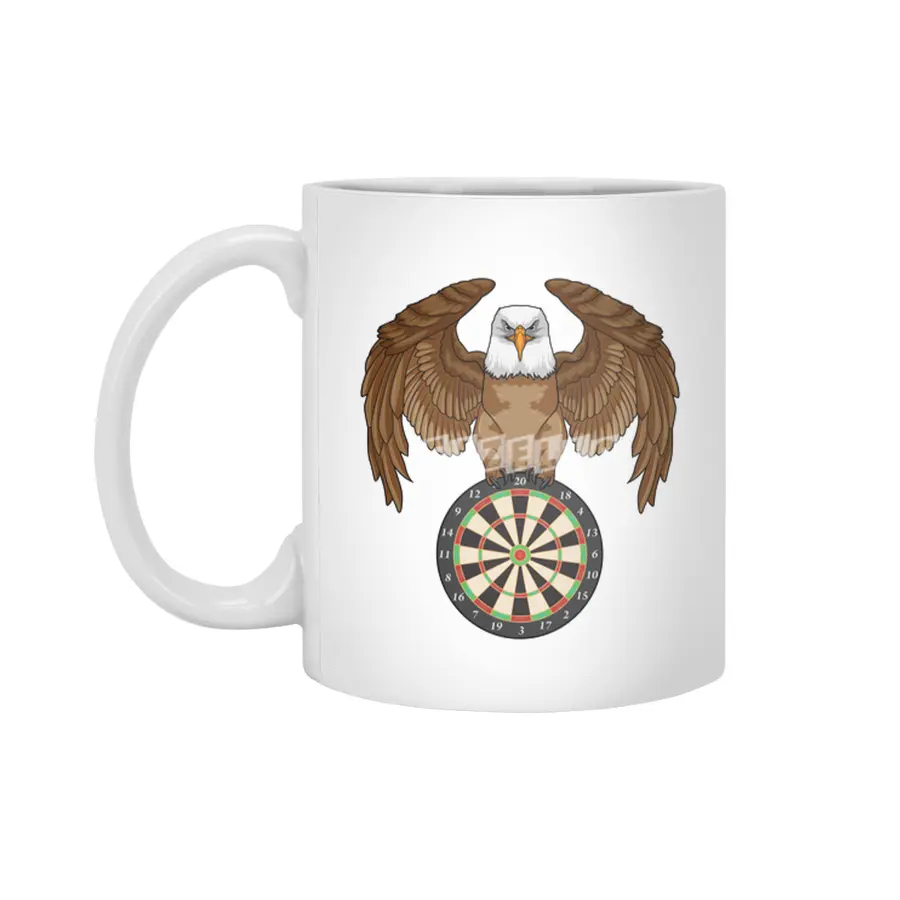 Eagle at Darts with Dartboard Beyaz Kupa