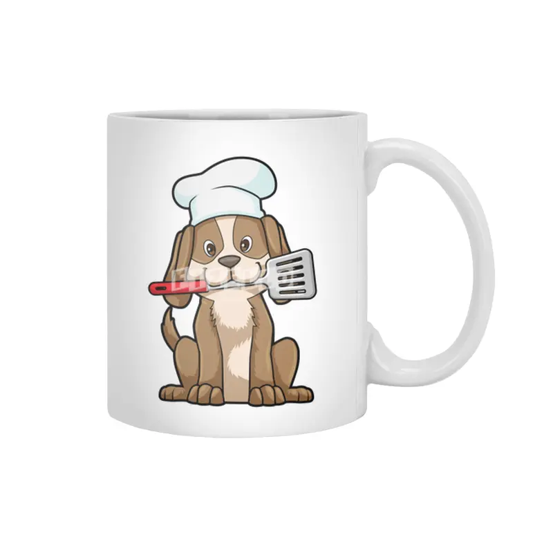 Dog as Cook with Chef's hat & Spatula Beyaz Kupa