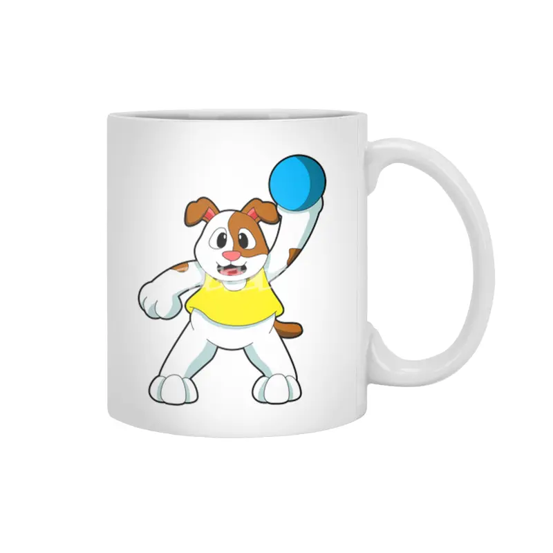Dog as Handball player with handball Beyaz Kupa