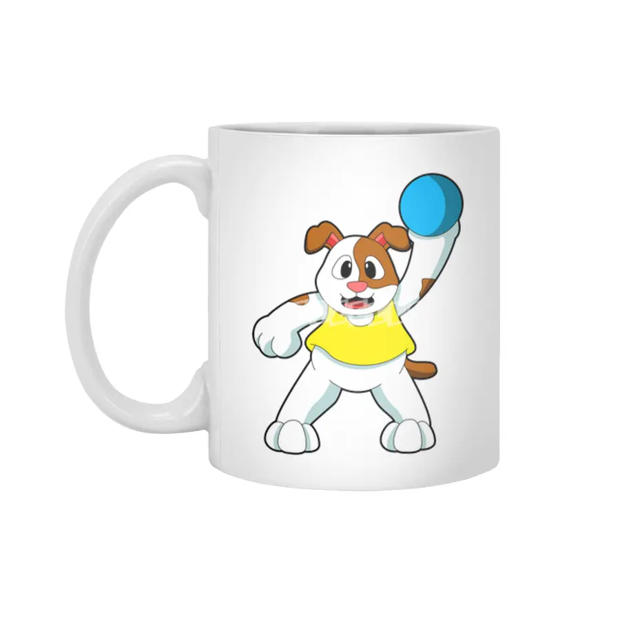 Dog as Handball player with handball Beyaz Kupa
