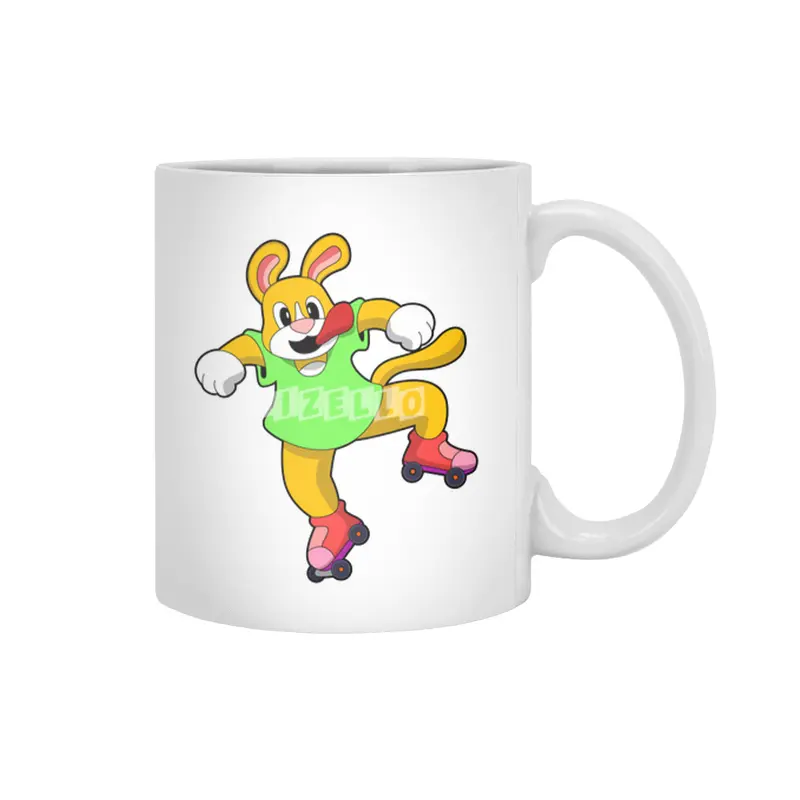 Dog as Inline Skater with Inline Skates Beyaz Kupa
