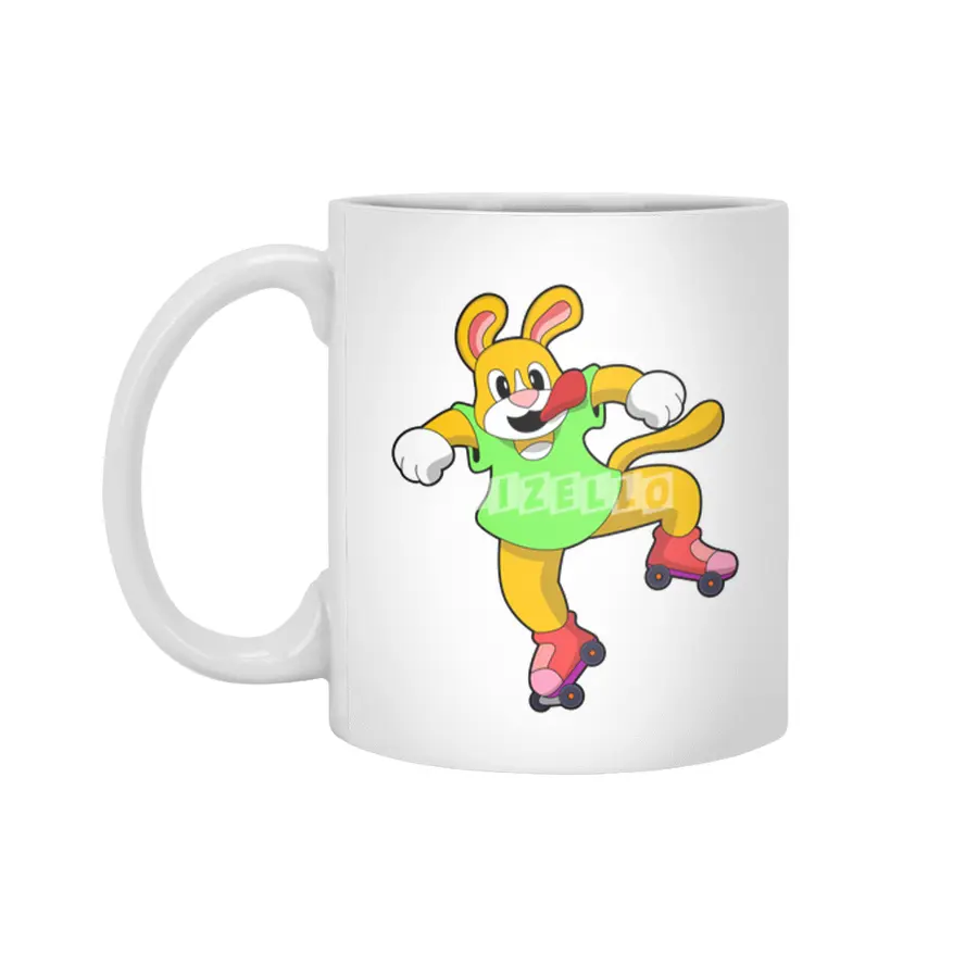 Dog as Inline Skater with Inline Skates Beyaz Kupa