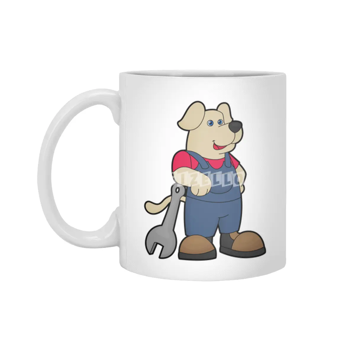 Dog as Mechanic with Wrench Beyaz Kupa