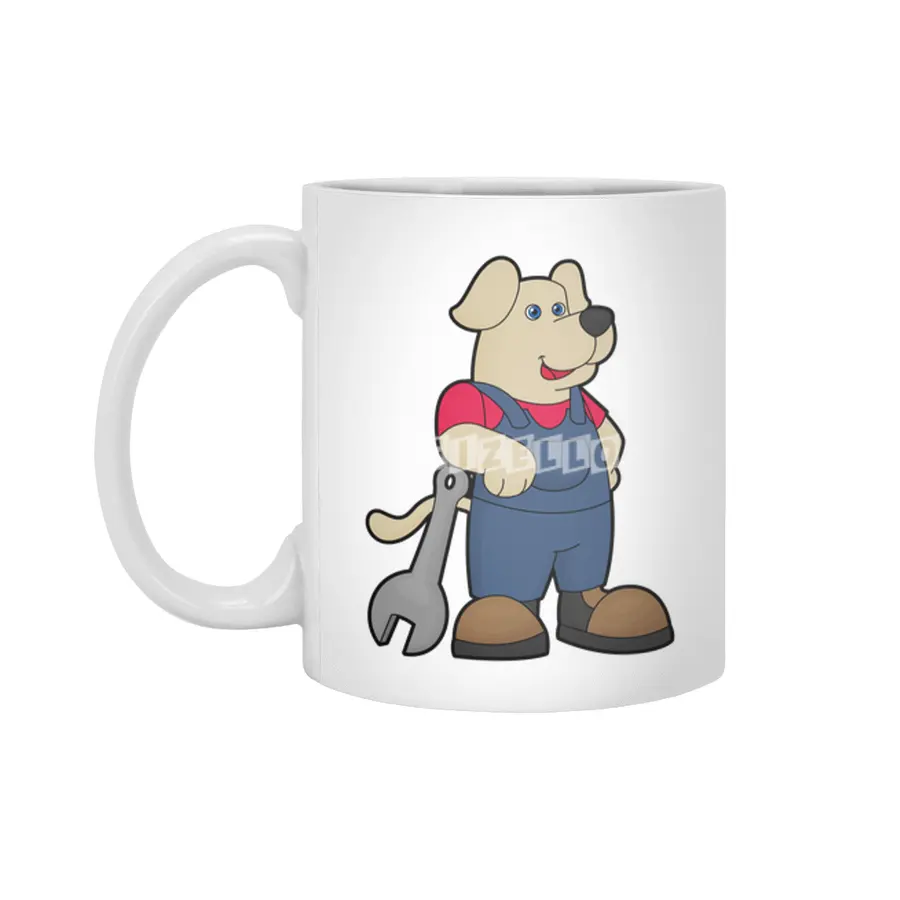 Dog as Mechanic with Wrench Beyaz Kupa