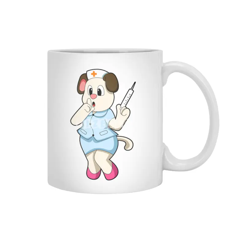 Dog as Nurse with Syringe Beyaz Kupa