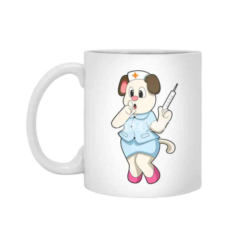 Dog as Nurse with Syringe Beyaz Kupa