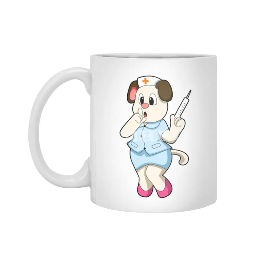 Dog as Nurse with Syringe Beyaz Kupa