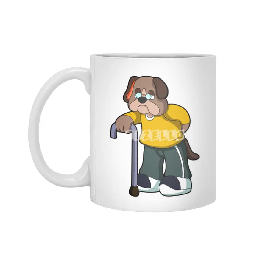 Dog as Pensioner with Walking aid Beyaz Kupa