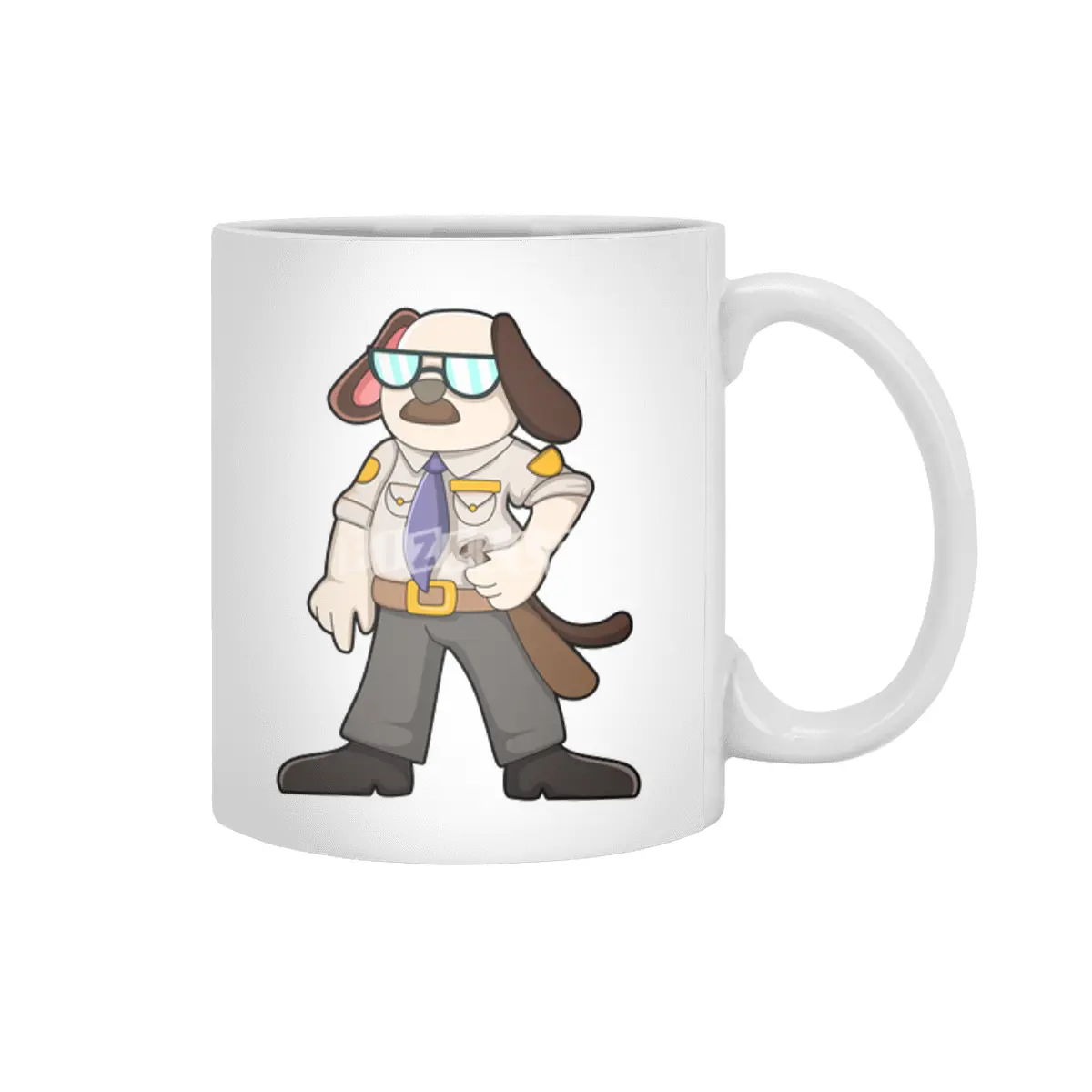 Dog as Police officer with Baton & Sunglasses Beyaz Kupa