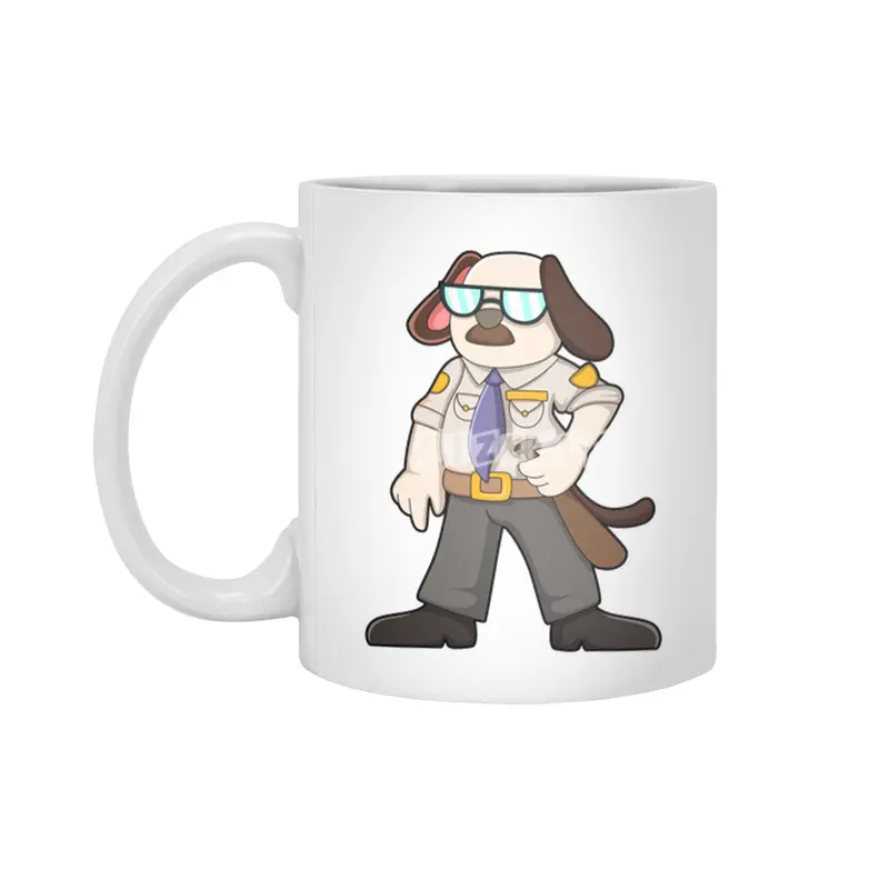 Dog as Police officer with Baton & Sunglasses Beyaz Kupa