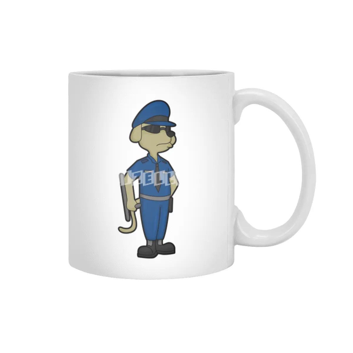 Dog as Police officer with Baton & Sunglasses Beyaz Kupa