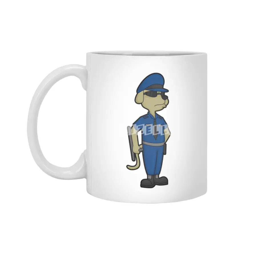Dog as Police officer with Baton & Sunglasses Beyaz Kupa