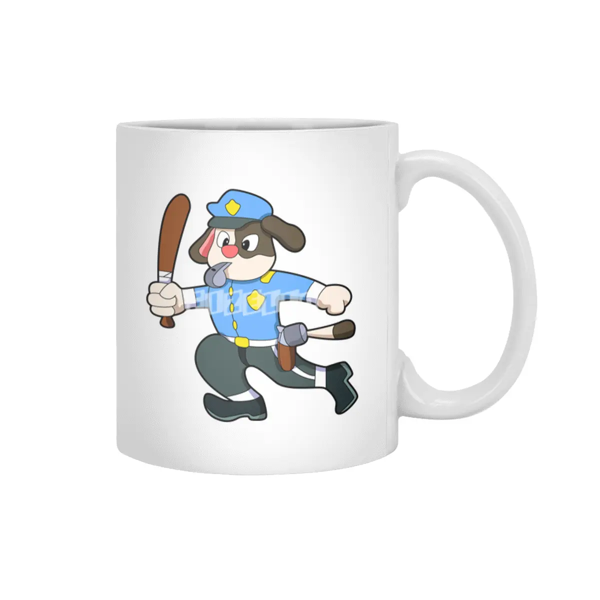 Dog as Police officer with Baton - Police Beyaz Kupa