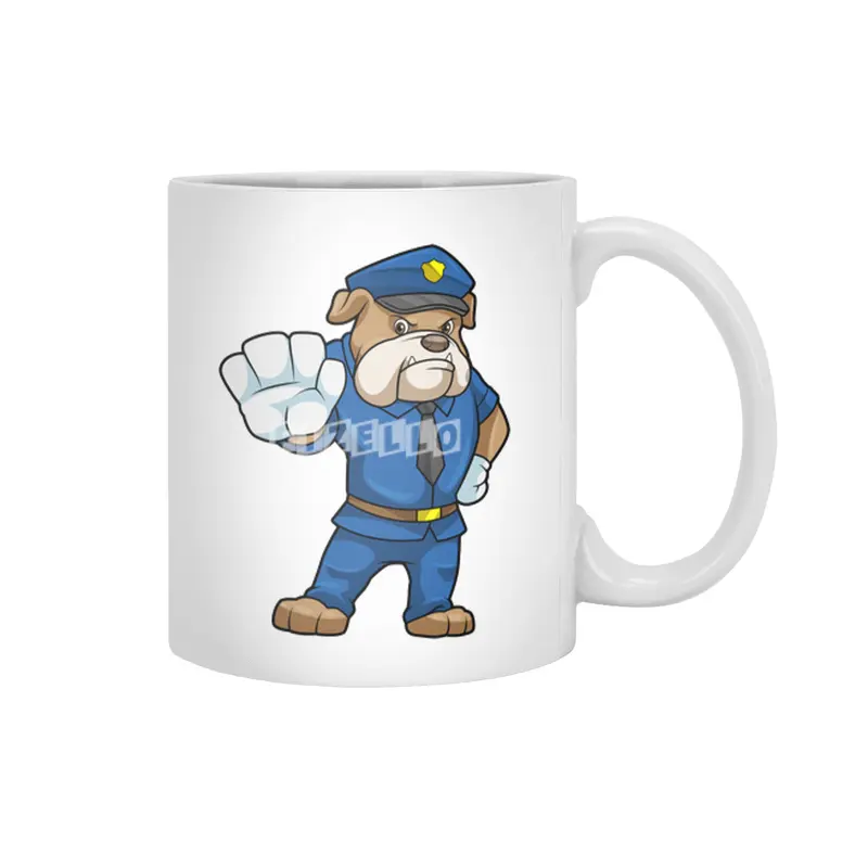 Dog as Police officer with Police uniform Beyaz Kupa
