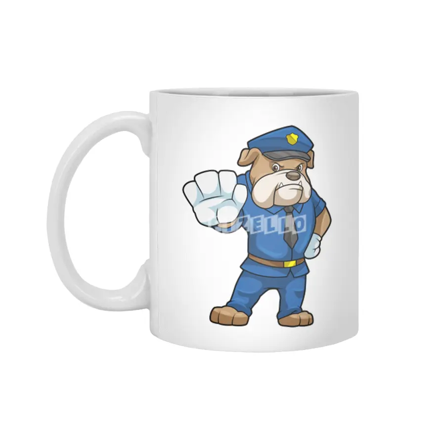 Dog as Police officer with Police uniform Beyaz Kupa