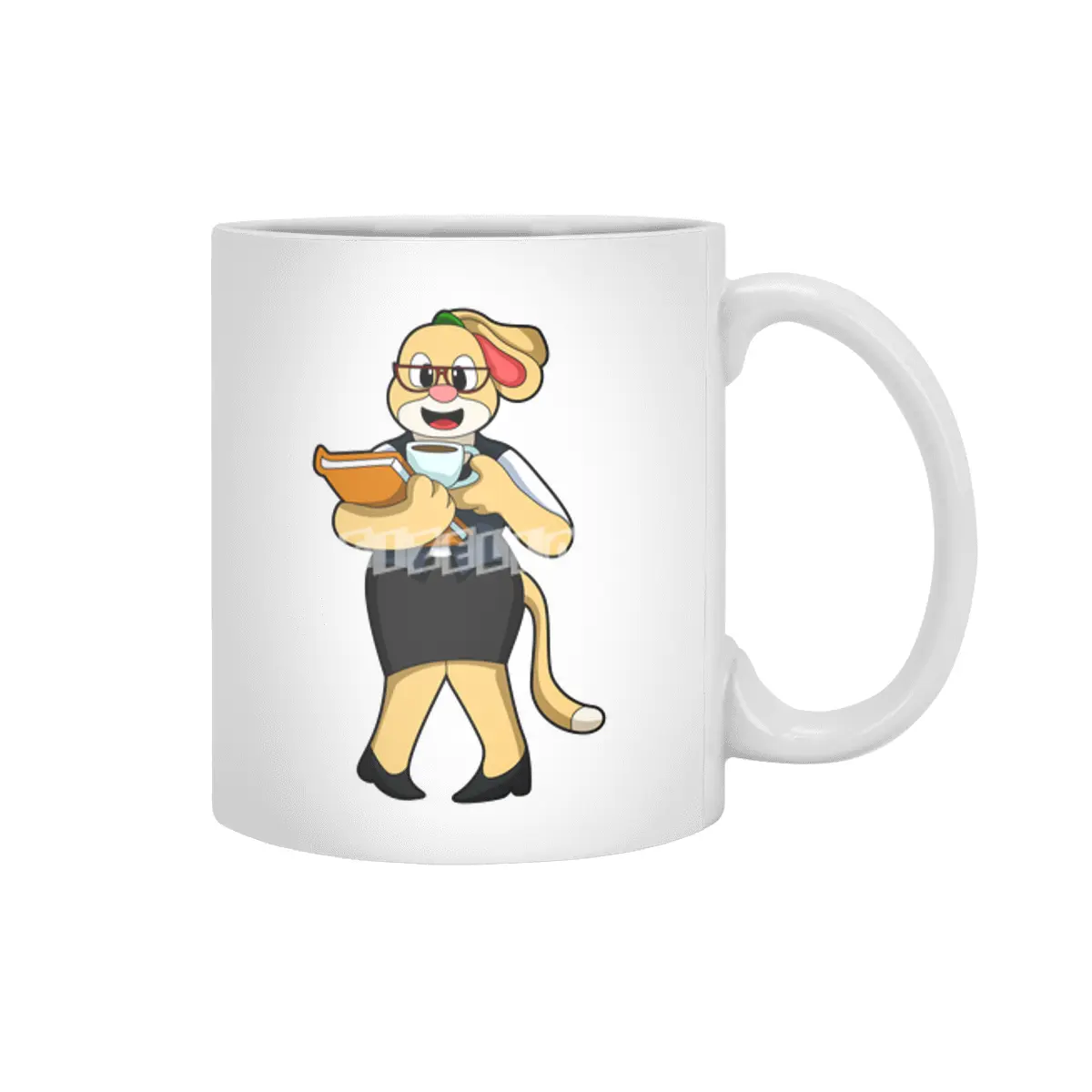 Dog as Secretary with Cup of Coffee Beyaz Kupa
