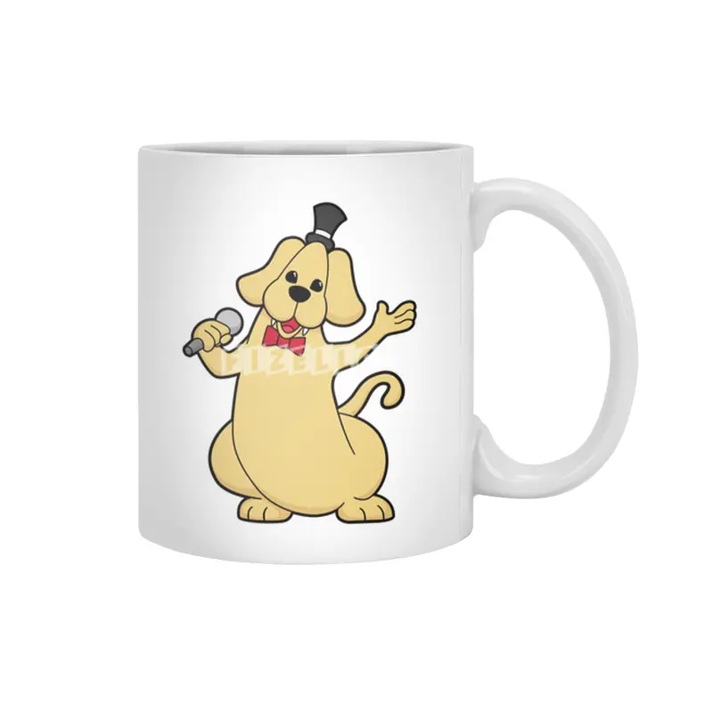 Dog as Singer with Microphone Beyaz Kupa