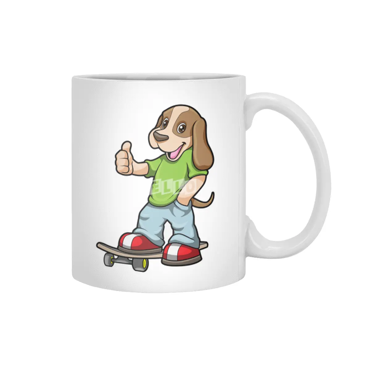 Dog as Skater with Skateboard Beyaz Kupa