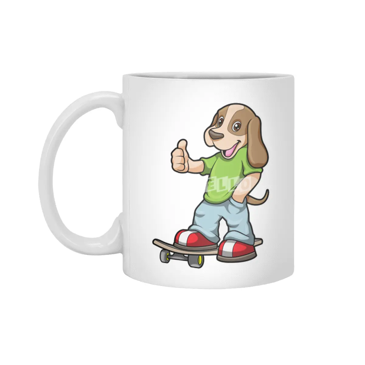 Dog as Skater with Skateboard Beyaz Kupa