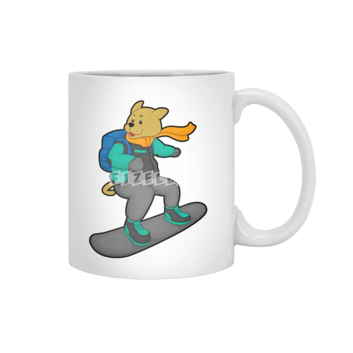 Dog as Snowboarder with Snowboard & Backpack Beyaz Kupa