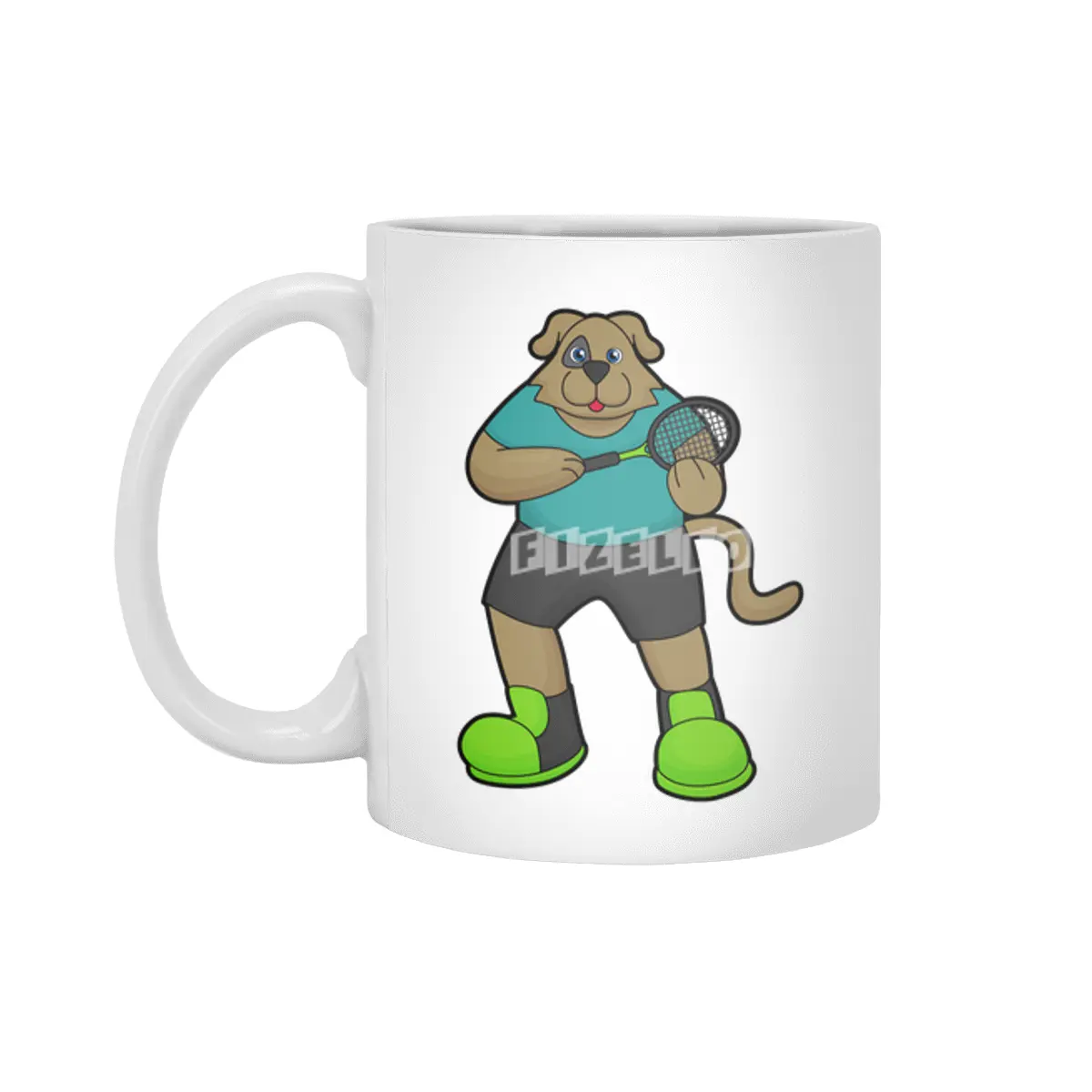 Dog as Tennis player with Tennis racket Beyaz Kupa