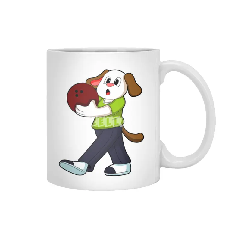 Dog at Bowling with Bowling ball Beyaz Kupa